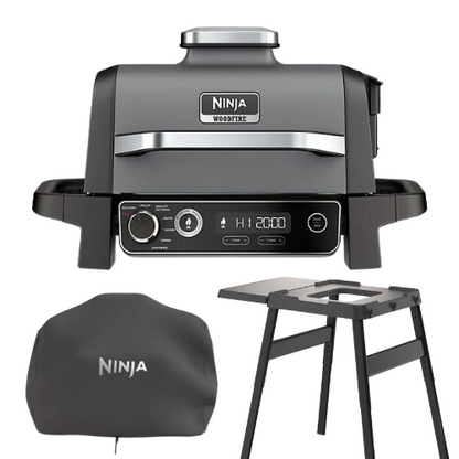 Ninja Woodfire Grill & Smoker inkl. Grillständer und Abdeckhaube Bundle